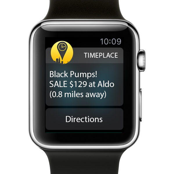 Retail Apple Watch concept showing contextual shopping notifications